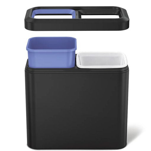 Simplehuman 20L Dual Compartment Slim Open Bin , Matte Black