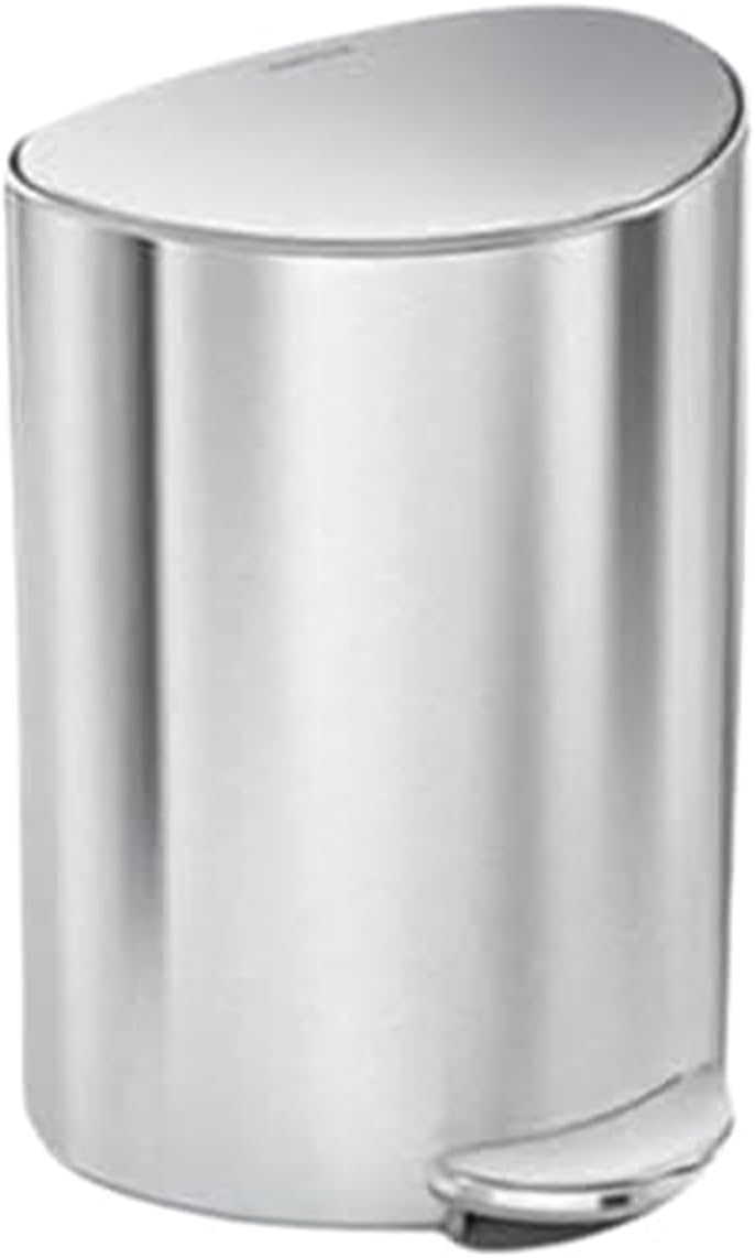 Simplehuman Semi-Round Step Can, 6L / 1.6 Gallon Bathroom Trash Can, Liner Pocket