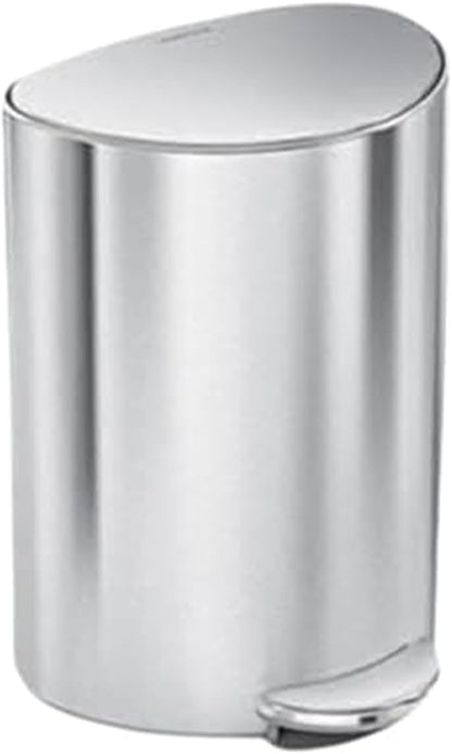 Simplehuman Semi-Round Step Can, 6L / 1.6 Gallon Bathroom Trash Can, Liner Pocket