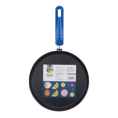 KitchenCraft Colourworks Blue Crêpe Pan with Soft Grip Handle