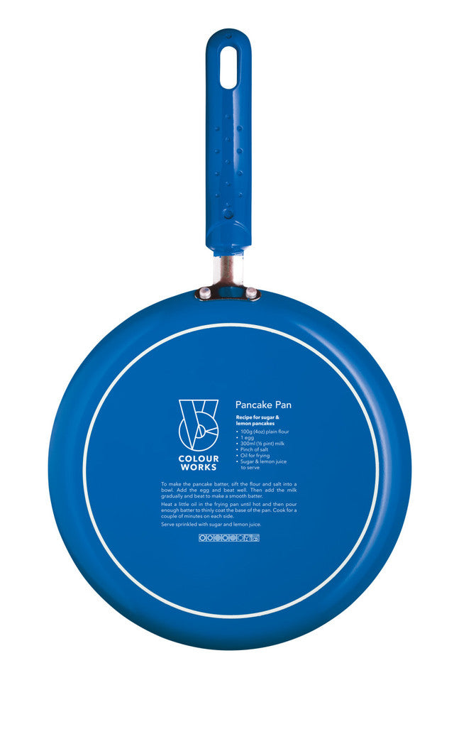 KitchenCraft Colourworks Blue Crêpe Pan with Soft Grip Handle