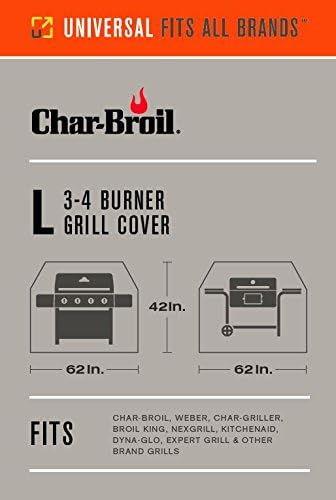 CharBroil 3-4 Burner Large Rip-Stop Grill Cover(Black)