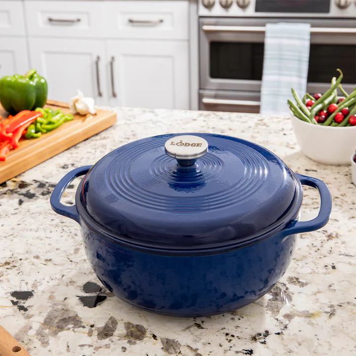 LODGE 6 Quart Blue Indigo Enameled Cast Iron Dutch Oven EC6D32