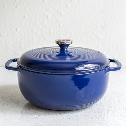 LODGE 6 Quart Blue Indigo Enameled Cast Iron Dutch Oven EC6D32