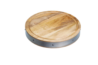 KitchenCraft Industrial Kitchen Handmade Round Wooden Butcher's Block Chopping Board