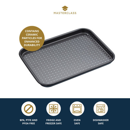 KitchenCraft MasterClass Crusty Bake Non-Stick Baking Tray, 24cm x 18cm