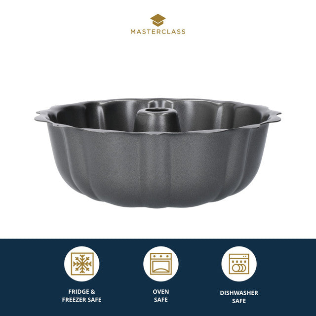 KitchenCraft MasterClass Non-Stick Fluted Ring Cake Pan, 27cm