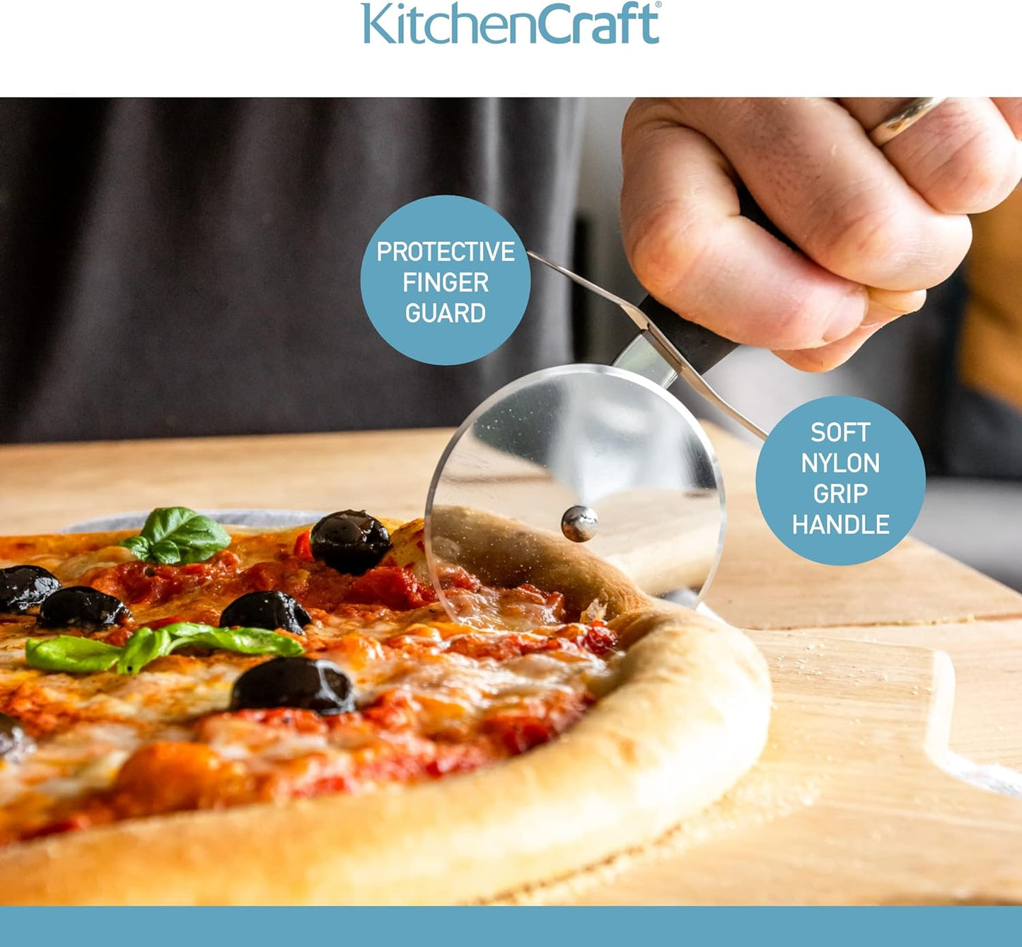 KitchenCraft Nylon Handled Stainless Steel Pizza Cutter KCPIZZA