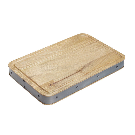 KitchenCraft Industrial Kitchen Handmade Rectangular Wooden Butchers Block Chopping Board INDBBOARDREC