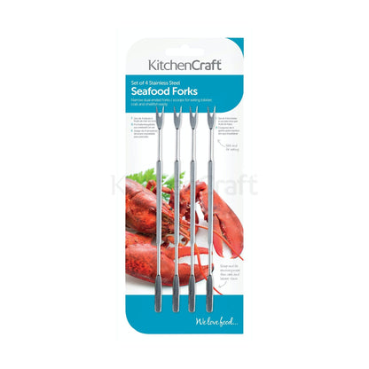 KitchenCraft Set of Four Stainless Steel Seafood Forks KCSEAFORKS