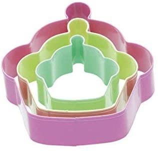 KitchenCraft Stainless Sweetly Does It Cupcake Shaped Cookie Cutters, Set of 3 KCCUTCUP3PC