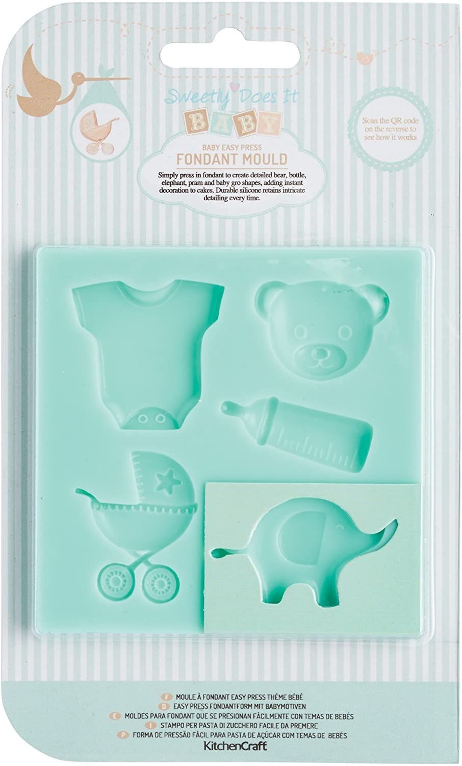 KitchenCraft Sweetly Does It Baby Silicone Fondant Mould, Turquoise SDBFM01