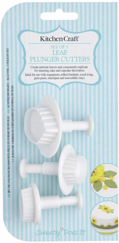 KitchenCraft Sweetly Does It Fondant Cutter Set for Cake Decorating, Leaf Moulds, Pack of 3 KCFCHOL2PC