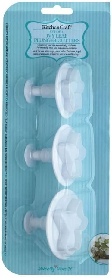 KitchenCraft Sweetly Does It Ivy Leaf Fondant Plunger Cutters, Set of 3 SDIFCUTIVY3PC