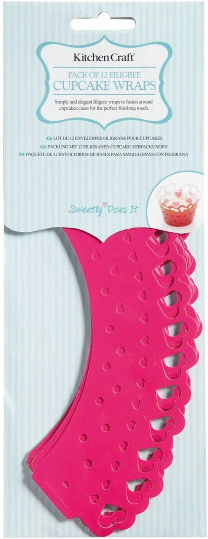 KitchenCraft Sweetly Does It Pack of 12 Heart Paper Cake Wraps KCCCWRAP1