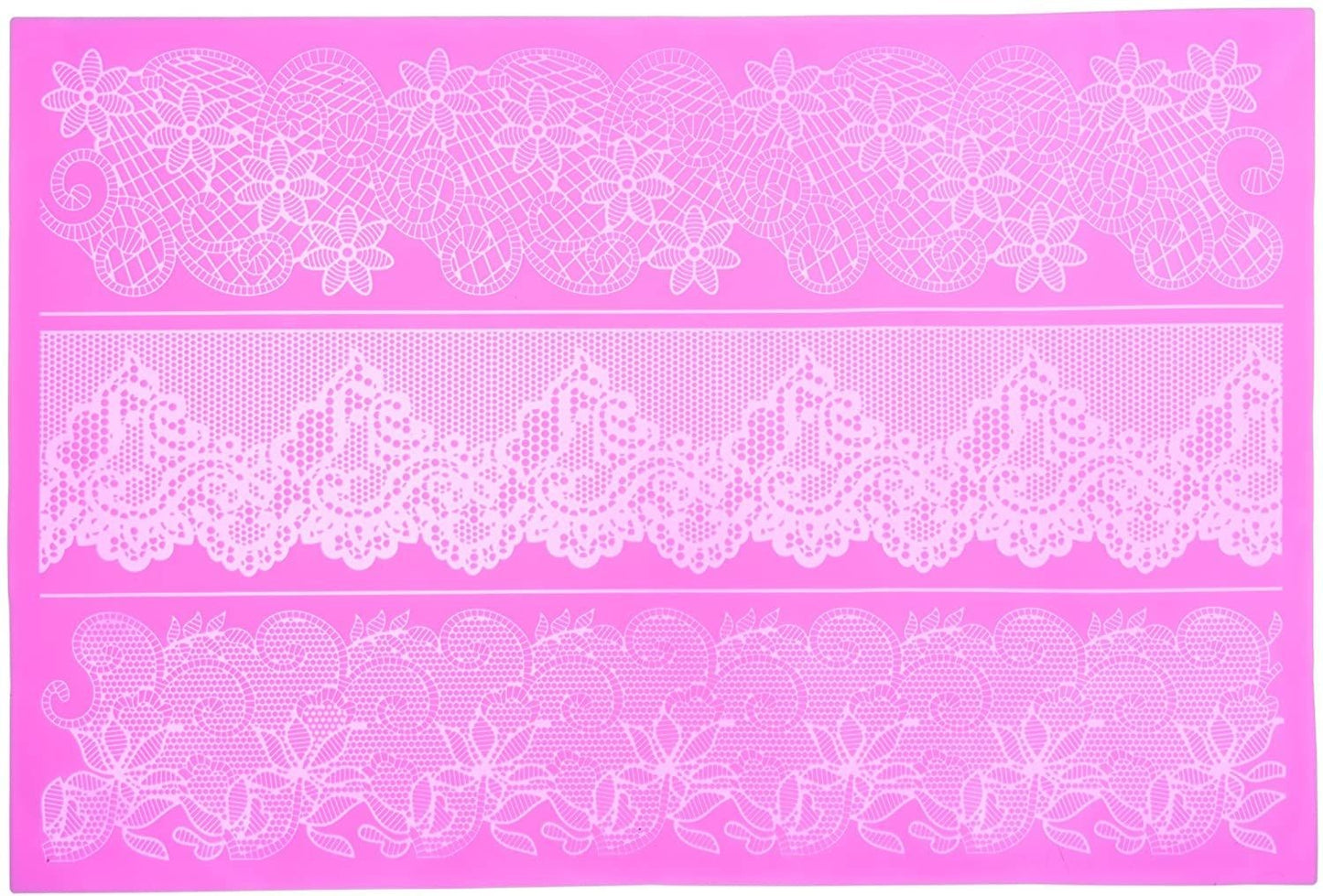 KitchenCraft Sweetly Does It Silicone Large Floral Lace Icing Mould, Pink SDILACEMAT04