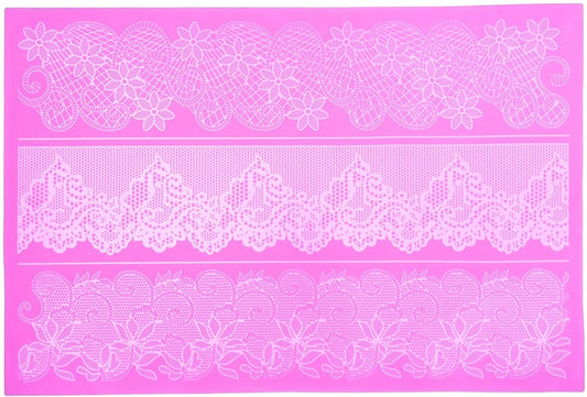 KitchenCraft Sweetly Does It Silicone Large Floral Lace Icing Mould, Pink SDILACEMAT04