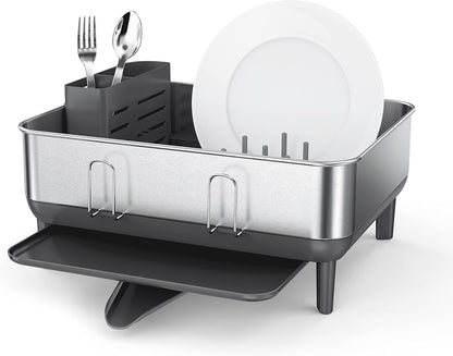 Simplehuman Steel Frame Dishrack, Compact Dish Drying Rack for Small Kitchens