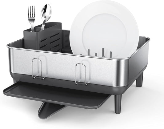 Simplehuman Steel Frame Dishrack, Compact Dish Drying Rack for Small Kitchens