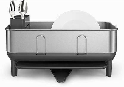 Simplehuman Steel Frame Dishrack, Compact Dish Drying Rack for Small Kitchens