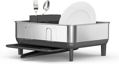Simplehuman Steel Frame Dishrack, Compact Dish Drying Rack for Small Kitchens