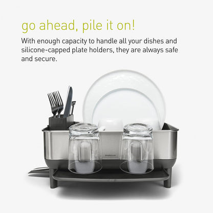 Simplehuman Steel Frame Dishrack, Compact Dish Drying Rack for Small Kitchens
