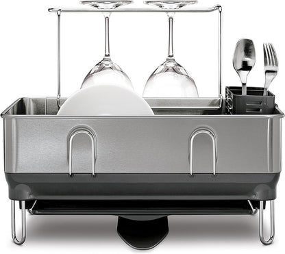 Simplehuman Compact Steel Frame dishrack, Brushed,
