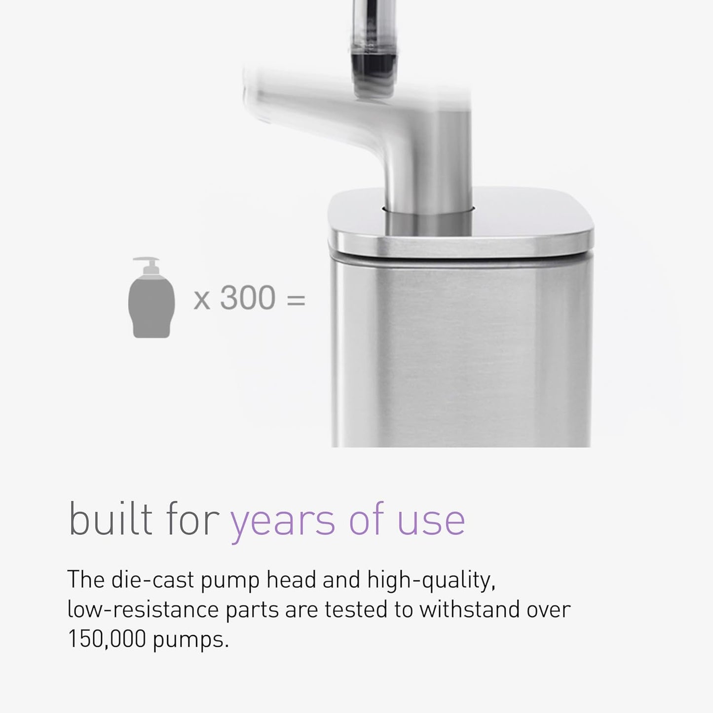 Simplehuman Pulse Pump, 10 oz Manual Soap Dispenser for Kitchen and Bathroom