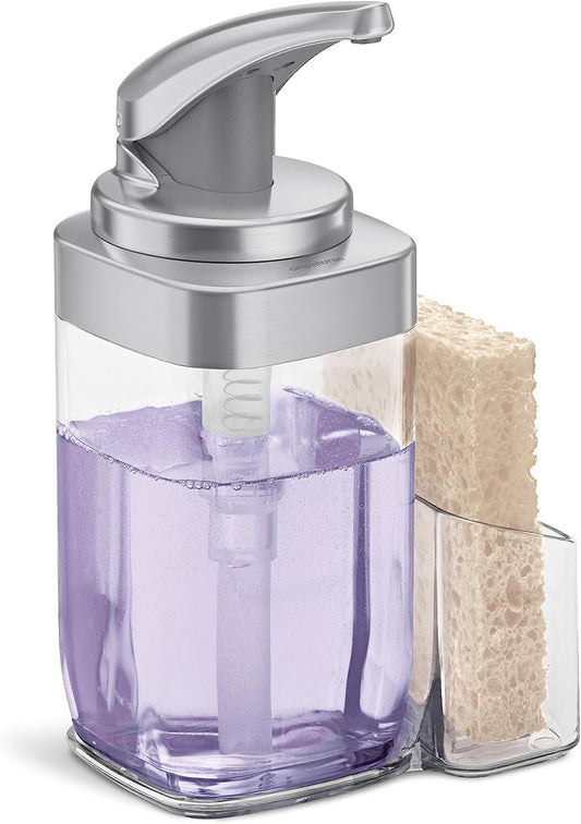 Simplehuman 650Ml Square Push Pump Liquid Soap Dispenser With Removable Sponge Caddy