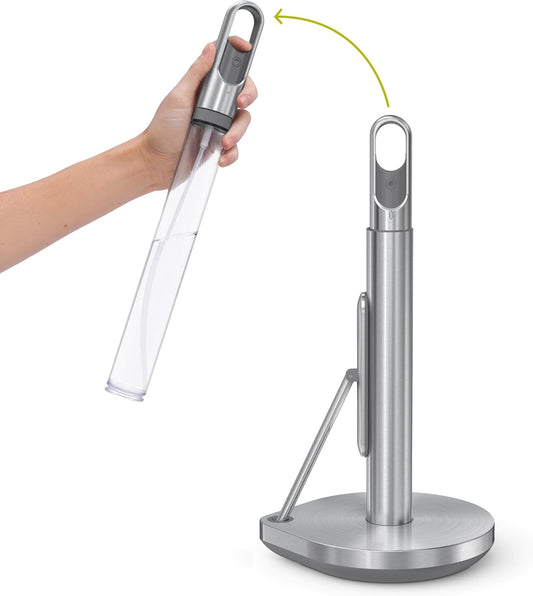 Simplehuman Paper Towel Holder with Spray, All-in-One Countertop Paper Towel and Cleaner Dispenser