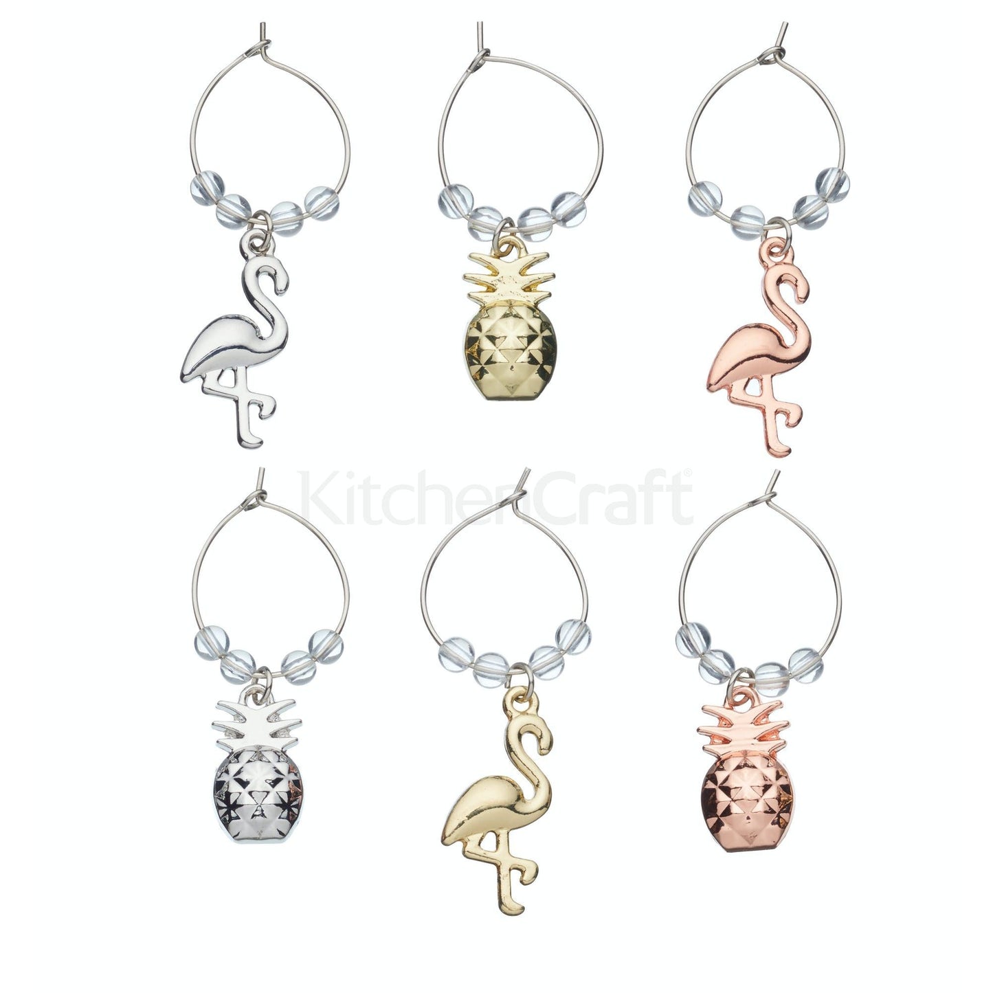 KitchenCraft BarCraft Tropical Pineapple & Flamingo Wine Charms BCWCPAPPLE