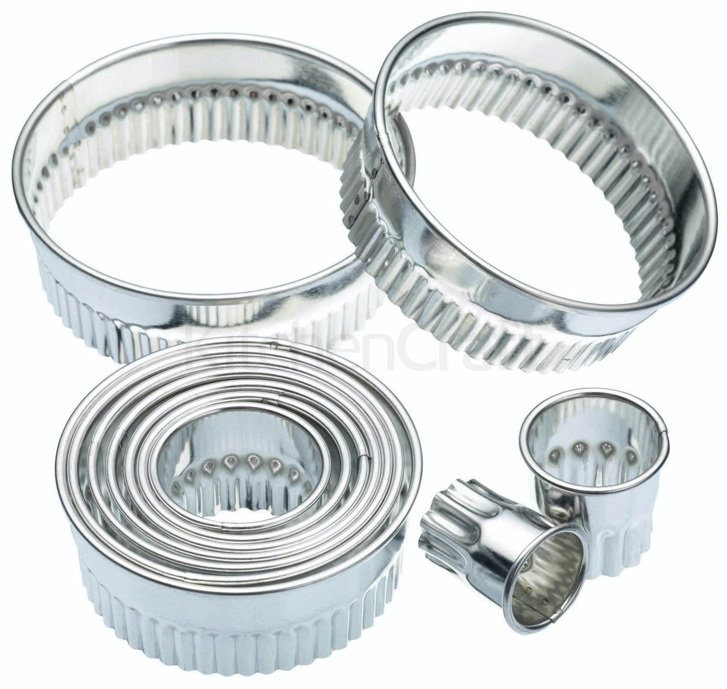 KitchenCraft Eleven Fluted Cutters With Metal Storage Tin CUTSET