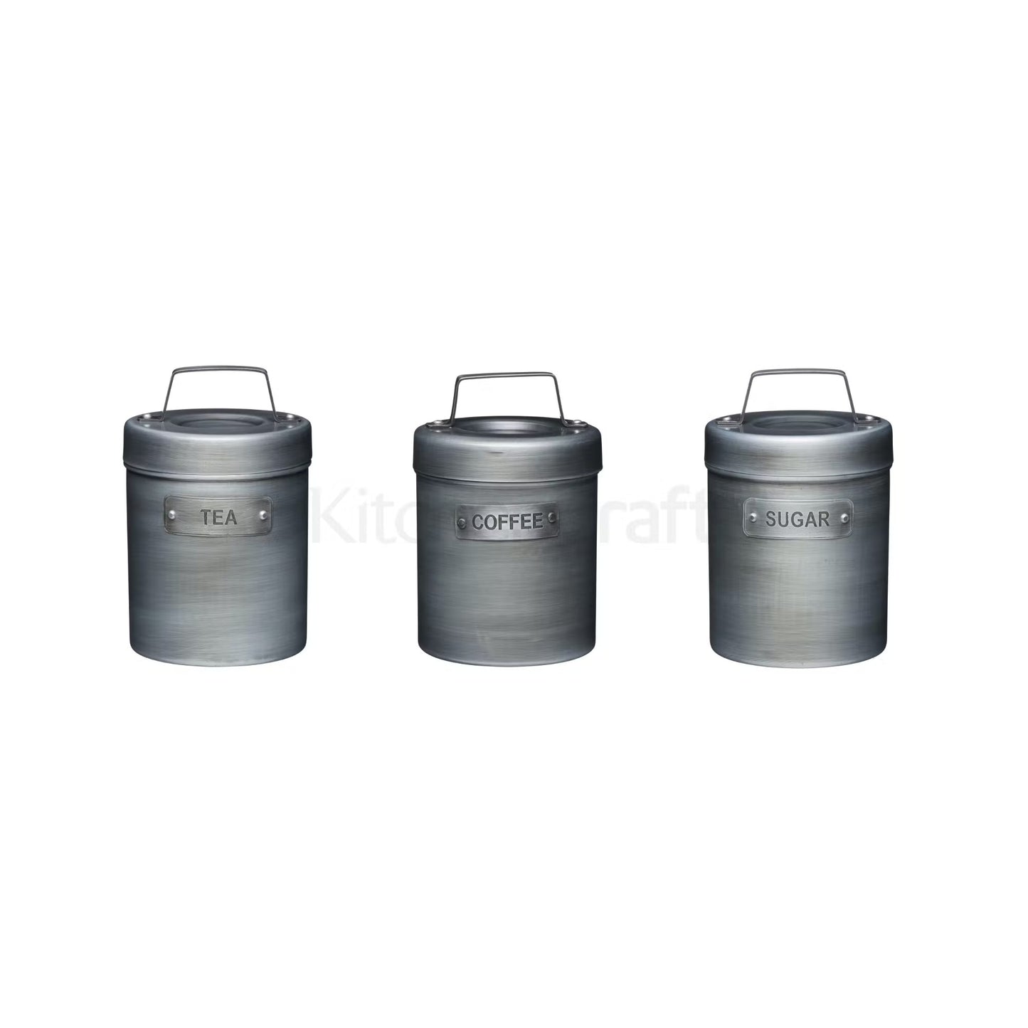 KitchenCraft Industrial Kitchen Tea/Coffee/Sugar Canisters INDTCSSET