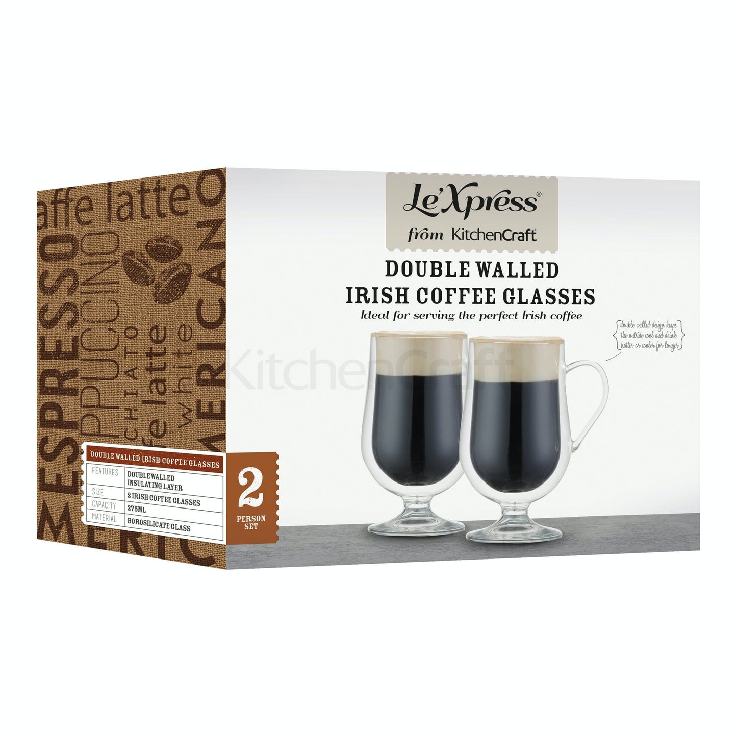 KitchenCraft Le'Xpress Double Walled Irish Coffee Glasses KCLXDWIRISH2PC