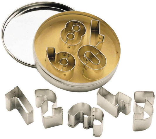 KitchenCraft Let's Make 9-Numeral Cookie Cutters With Metal Storage Tin KCLMCUTNUM