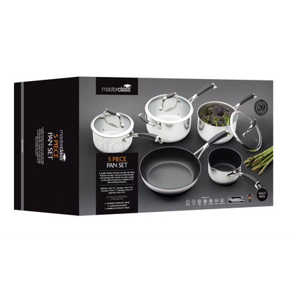 KitchenCraft MasterClass 5 Piece Deluxe Stainless Steel Cookware Set MCSPSET5