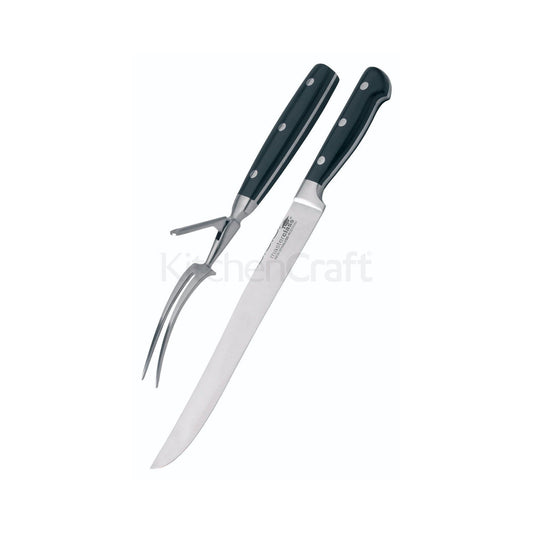 KitchenCraft MasterClass Deluxe 2 Piece Traditional Carving Set KCCARVSETBLK
