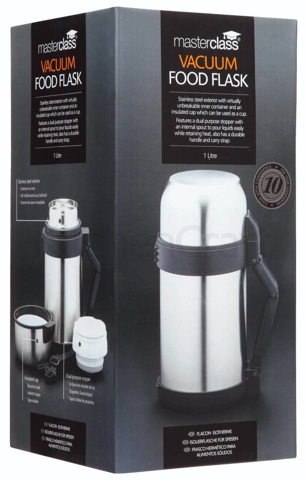 KitchenCraft MasterClass Stainless Steel 1 Litre Vacuum Soup / Food Flask KCMCFOODSS