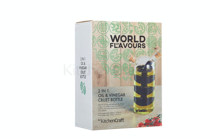 KitchenCraft World of Flavours Italian Glass Dual Oil & Vinegar Cruet Bottle WFITCRUET100