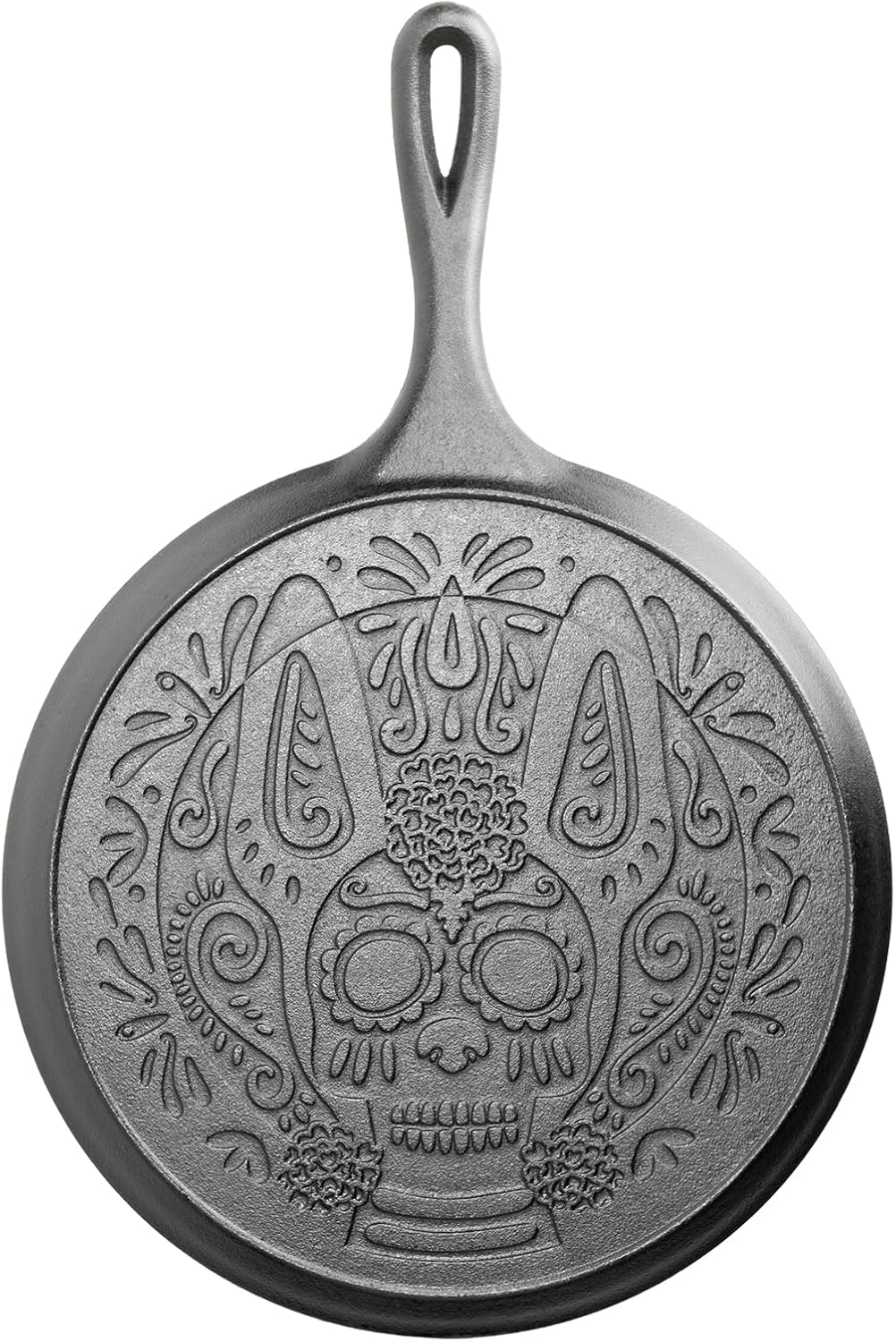 LODGE Day of the Dead 10.5 Inch Sugar Skull Cast Iron Griddle