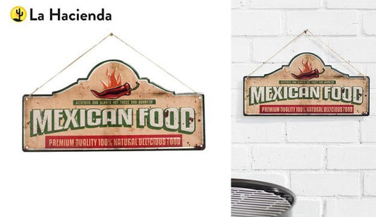 La Hacienda Mexican Food Embossed Metal Sign