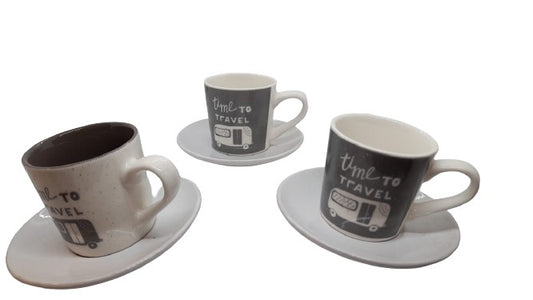 LifeStyle 6 Pieces Coffee Cup & Saucer Set Greige