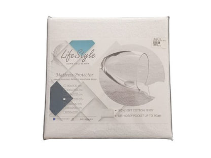 LifeStyle  Waterproof Bristol Mattress Protector White 100% Cotton 100x200 Cm