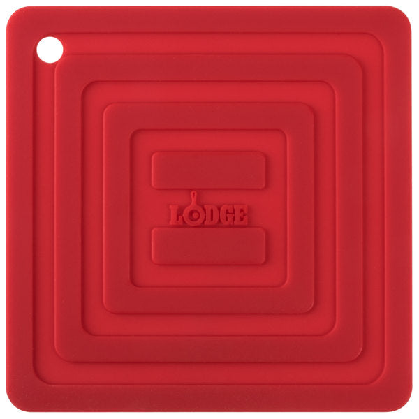 LODGE 6 Inch Square Silicone Red Pot Holder AS6S41