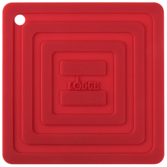 LODGE 6 Inch Square Silicone Red Pot Holder AS6S41