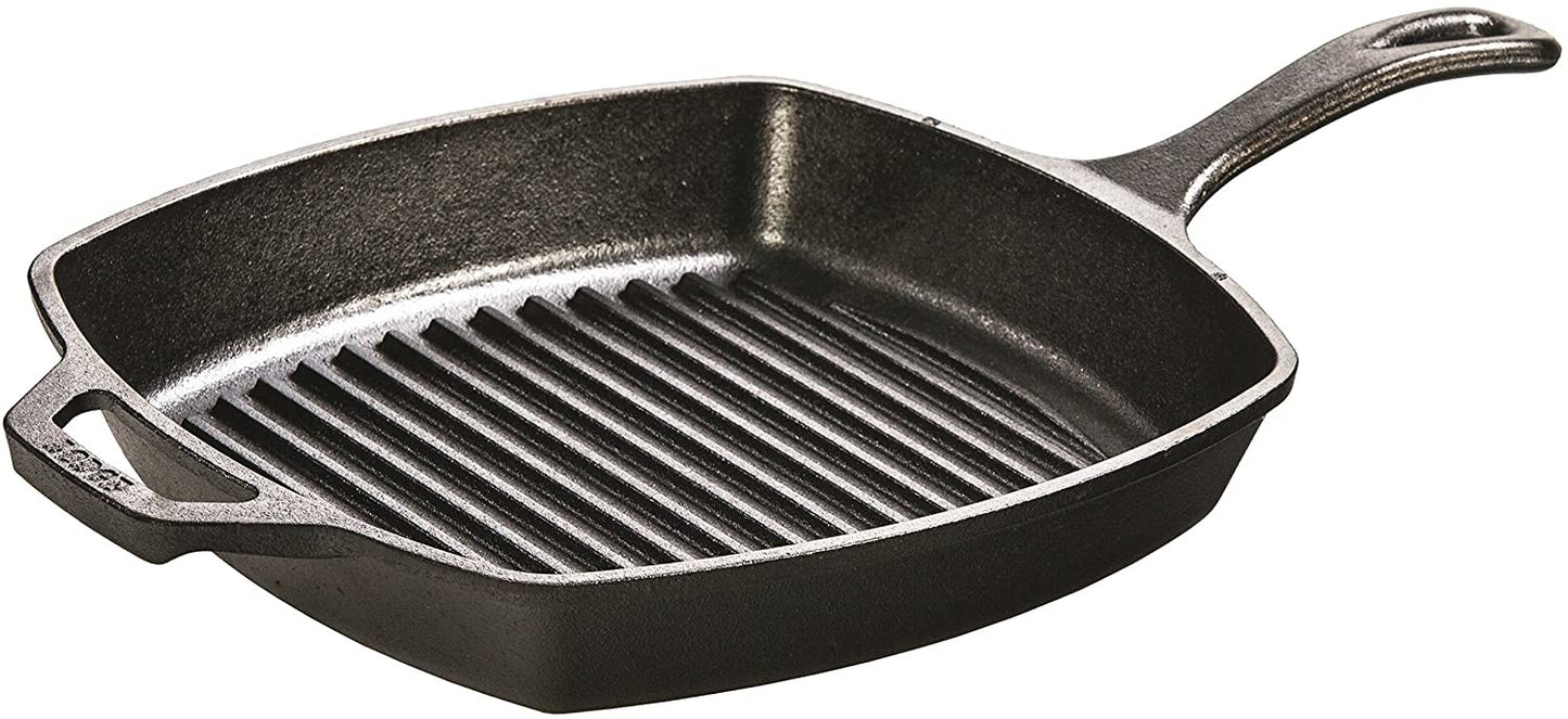 LODGE Grill Pan Square Cast Iron 10.5 inch Black L8SGP3