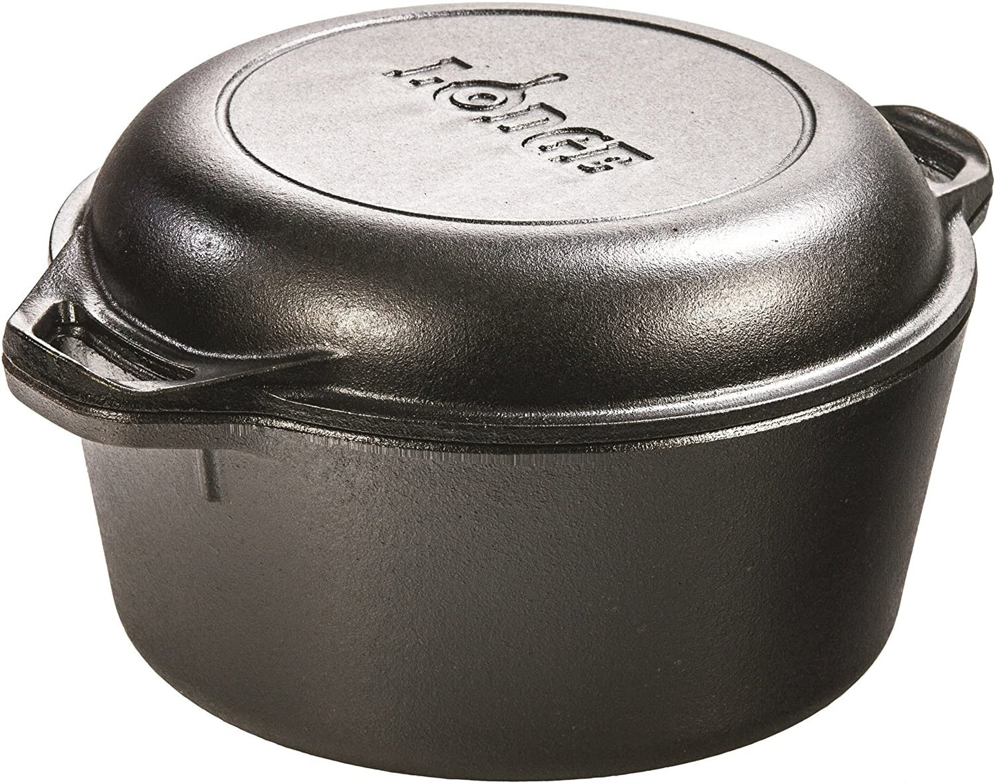 LODGE Pre-Seasoned Cast Iron Double Dutch Oven With Loop Handles, 5 qt L8DD3