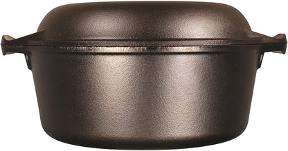 LODGE Pre-Seasoned Cast Iron Double Dutch Oven With Loop Handles, 5 qt L8DD3