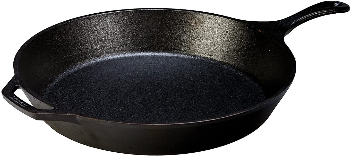 LODGE Pre-Seasoned Cast Iron Skillet With Assist Handle, 15 inch, Black L14SK3