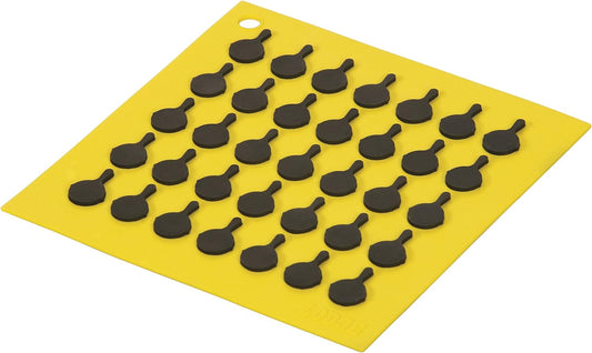 Lodge Silicone Square Trivet with Black Logo Skillets, Yellow AS7S21